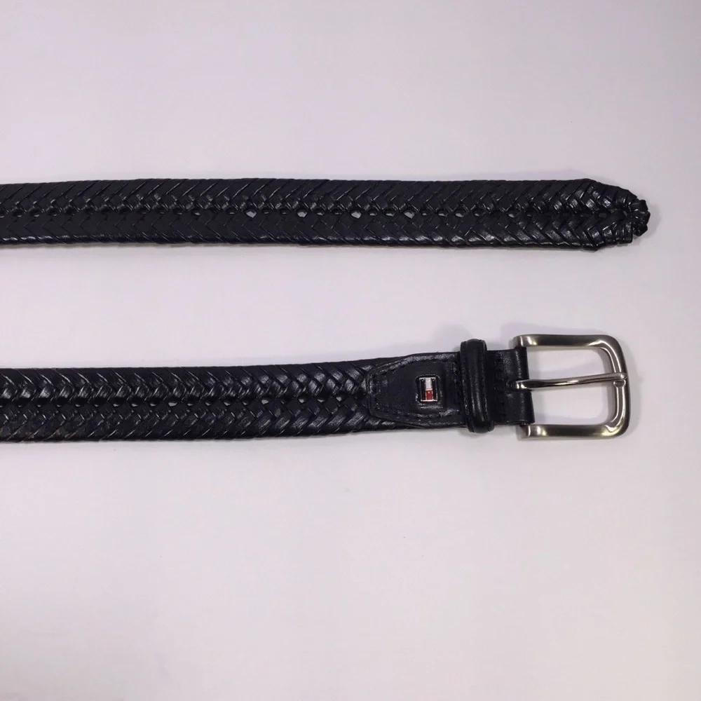 TOMMY Hilfiger Leather Woven Black Belt
